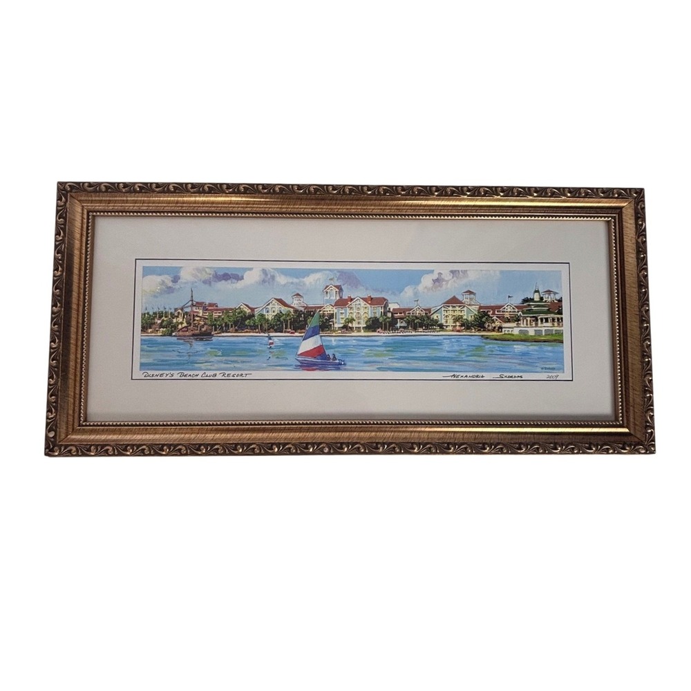 Disney Beach Club Resort Framed Art Print Alexandria Skordas 2009 Gold Frame